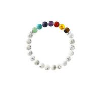 Nàgàrjuna - Bracciale 7 CHAKRAS - Potere di armonia e guerison - Argento massiccio 925 miglia - Elastico ad alta resistenza® - Diametro delle gemme 6 mm, 17.00, Argento Pietra, Howlite