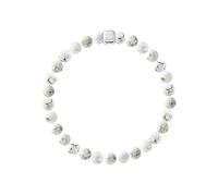 Nàgàrjuna - Bracciale Howlite naturale bianco - argento massiccio 925 millesimi - elastico ad alta resistenza® - Diametro delle gemme 6 mm, 17.00, Argento Pietra, Howlite