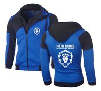 NAGBCTY Felpa con Cappuccio da Uomo con Stampa World of Warcra-ft, Giubbotto a Manica Lunga con Zip, Giacca Slim Fit a Manica Lunga Sportiva(Blue,M)