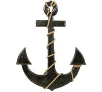 Nagina International Ancora da parete in legno nautico con alghe antiche verdi con finitura vintage nera, decorazione da parete, scultura artistica da parete, idee per la decorazione della casa a tema