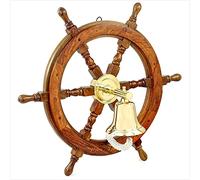 Nagina International Asta di prolunga in ottone con campana in ottone realizzato a mano in autentico palissandro | Decorazione da parete regalo con accento marittimo (50,8 cm)