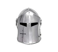 Nagina International Casco medievale Barbuta con visiera in acciaio spazzolato cavalieri templari crociati armatura | Halloween Costume Props, Acciaio lucido, Prossoefinito