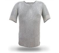 Nagina International Haubergeon Norman Knight medievale Coif Armor Set (Full Size Adult) Camicia lunga con mezze maniche | Armatura costume | Halloween e Cosplay Dress Accessory.