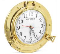 Nagina International Orologio da parete vintage in ottone antico da 9 pollici con decorazione nautica di alta qualità | Orologio decorativo oblò del pirata (ottone Franklin & Murphy's) [B07X6RB48Z]
