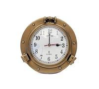 Nagina International Orologio decorativo da parete in ottone anticato di alta qualità, stile nautico, 22,9 cm, orologio decorativo con oblò dei pirati (quadrante romano al quarzo)