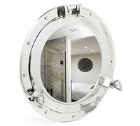 Nagina International Premium Silver Lined Aluminum Nickel Coated Nautical Ship's Porthole Window ! Maritime Wall Decor Mirror | Exclusive (15 Inches, Mirror)