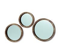 Nagina International The Rustic Boho Chic Porthole Mirror Trio, Set of 3-10, 12 and 13 ¾-Inches Diameter, Glass and Sustainable Wood, By Whole House Worlds