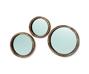 Nagina International The Rustic Boho Chic Porthole Mirror Trio, Set of 3-10, 12 and 13 ¾-Inches Diameter, Glass and Sustainable Wood, By Whole House Worlds