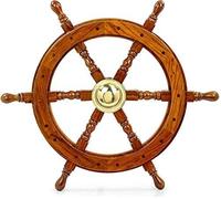 Nagina International Timone nautico artigianale in legno - Decorazione da parete per la casa | Scultura da appendere alla parete dei pirati e accessori - Batasa Pendi (45,7 cm)