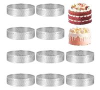 Nagoyuki 10 Pezzi Circolare nel Acciaio per Torta Torre Torta Stampo per Torta Strumenti di Cottura per Mousse per Torta Forato, 8 Cm