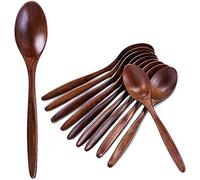 Nagoyuki Cucchiai di Legno, Set di Cucchiai da Minestra in Legno da 10 Pezzi, Cucchiai da Tavola in Legno Naturale A Manico Lungo per Mangiare Mescolando Mescolando Cottura - 7,3 Pollici