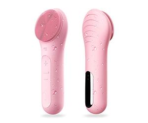 NågraCoola CLIE - Spazzola per la pulizia del viso, impermeabile e ricaricabile, per uomini e donne, esfoliante, massaggiante e detergente, rosa