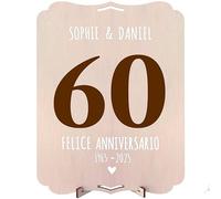 nagu® 60 Regali Personalizzati - Cornice in Legno 30x22 cm, Quadro Personalizzato con Foto, Include Lettere Adesive, Regalo Anniversario Coppia, Compleanno, con Foro per Appendere e Piedistallo