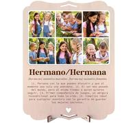 nagu® Hermano Hermana. Regalos Hermanos Boda. Cuadro Personalizado con Foto para Hombre y Mujer. Tarjeta Regalo de Madera 30 x 22 cm para Regalos Personalizados. Incluye letras y numeros adhesivos.