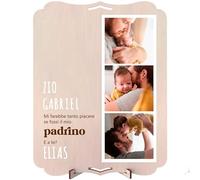 nagu® Porta Foto Multiple da Parete e Portafoto da Tavolo, Vuoi Essere il Mio Padrino? Padrino Battesimo, Personalizzabile con Lettere e Numeri, Misura 30x22 cm, con Supporto e Foro per Appendere