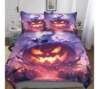 NAHCBIOT Halloween Pumpkin Copripiumino Set Biancheria Da Letto Halloween Decoration Trapunta Microfibra Ipoallergenico Per Ragazzi Morbido, Resistente, Traspirante Double（200x200cm）
