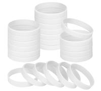 NAHRMY 24 Pezzi Braccialetti Elastici in Silicone per Adolescente Adulti 8 Pollici, Bianco Braccialetto Polsini in Gomma Silicone per Uomo Donna Sportive Scuola Matrimonio Feste
