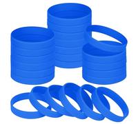 NAHRMY 24 Pezzi Braccialetti Elastici in Silicone per Adolescente Bambini 7 pollici Blu, Braccialetto Polsini in Gomma Silicone per Ragazze Ragazzi Sportive Scuola Matrimonio Feste