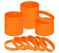 NAHRMY 24 Pezzi Braccialetti Elastici in Silicone per Bambini Ragazze Ragazzi 6.3 Pollici Arancione, Braccialetto Polsini in Gomma Silicone per Sportive Scuola Feste Insegnante
