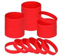 NAHRMY 24 Pezzi Braccialetti Elastici in Silicone per Bambini Ragazze Ragazzi 6.3 pollici Rosso, Braccialetto Polsini in Gomma Silicone per Sportive Scuola Feste Insegnante