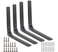 NAHUAA 4 Pezzi Staffe per Mensole Pesanti 30 cm Staffe a L per Mensole Nero Reggi Mensola da Muro con Viti per Mensole-Cucina-Legno