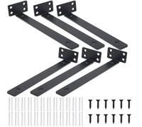 NAHUAA 6 Pezzi Staffe per Mensole Pesanti 25 cm Reggimensola a Scomparsa Metallico Nero Staffe a L con Viti per Mensole-Cucina-Legno