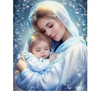 NAHUIGOOD di Kit Iniziali Per Ricamo Prestampato Per Principianti,Ave Maria 11CT40x50cm,da Ricamo 11CT Punto a Croce Timbrato Fai-da-te, Linea Completa di Per Principianti Prestampati