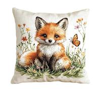 NAHUIGOOD Punto Croce Cuscino Kit Volpe 45X45Cm Kit Per Punto Croce Cuscino - Tela Stampata -