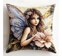 NAHUIGOOD Punto Croce Kit Cuscino Completo Set Decoration Fata Farfalla 45X45Cm Kit Per Punto Croce Cuscino - Tela Stampata -
