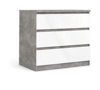 NAIA Cassettiera 3 Cassetti Ossido cemento e Bianco lucido (75cm) Mobile KIT