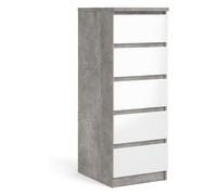 NAIA Cassettiera 5 Cassetti Ossido cemento e Bianco lucido (40cm) Mobile KIT