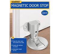 NAIERDI 2PCS Fermaporta regolabile Fermaporta magnetico in lega di alluminio Supporto per porta magnetico resistente senza punzonatura