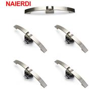 NAIERDI 5PCS Camper Car Push Lock con maniglia RV Boat Home Cabinet Cassetto Pulsante di chiusura Serrature Maniglia per mobili Hardware Brushed Silver 128mm