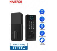 NAIERDI Serratura per porta con impronta digitale, serratura per porta d'ingresso senza chiave con maniglia, serratura elettronica intelligente, per casa/stoccaggio/camera da letto