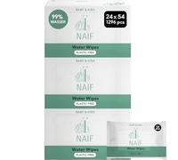Naïf Salviette umide senza plastica - 1296 salviette (24 x 54 pani) - Ingredienti naturali - Per il fondoschiena, il corpo e il viso - 100% vegane - rispettose dell'ambiente marino