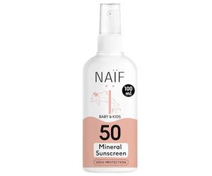 Naïf Spray solare a base minerale - per neonati e bambini - SPF 50 - Spray senza octocrylene - Protezione UVA e UVB - Resistente all'acqua - Dermatologicamente testato - Senza microplastica - 100 ML