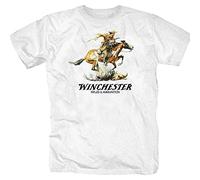 NAIFEN Men's Winchester Rifle T-Shirt Graphic Unisex Basic Short Sleeve Cotton Casual T-Shirt White L