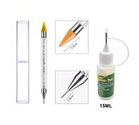 Nail Art Dual Punta Strass Gemma Selezione Pick-Up Penna Tool Con 15ml Gem-Tac