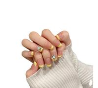 Nail art fatta a mano, unghie da indossare, toppe for unghie piccole e fresche trasparenti con cuore di limone, nail art finta, 10 pezzi(L)