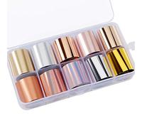 Nail Art Foil Sticker 10 Rotoli Foil Adesivi per Unghie Decalcomanie Argento Oro Rosa Fai da Te Decorazione Manicure Cielo Stellato
