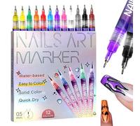 Nail Art Markers for Gel Nails, Nail Art Marker Set 3d Waterproof 0.5mm Nail Polish Markers Quick Dry Dotting Point Liner Pens Acrylic Paint Marker for Painting Nails (1 set)