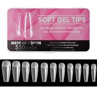 Nail Art Nail Pads Medium Long Full Set Clear Press On Nails Soaked Soft Gel Nail Tip Extension Professional Acrylic Fake Nails No Crease DIY Nails (T smerigliata)