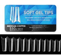 Nail Art Nail Pads Medium Long Full Set Clear Press On Nails Soaked Soft Gel Nail Tip Extension Professional Acrylic Fake Nails No Crease DIY Nails (Cowboy)