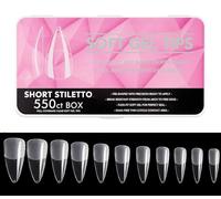 Nail Art Nail Pads Medium Long Full Set Clear Press On Nails Soaked Soft Gel Nail Tip Extension Professional Acrylic Fake Nails No Crease DIY Nails (Goccia semi-sabbia)