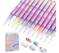 Nail Art Pens for Painting Nails, 12 Colors 3D Nail Art Markers Set with Fine Tip, Polish Pens for Drawing, Dotting & DIY Nail Decoration Tools for Kids & Adults (1 SET)