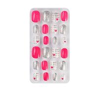 Nail Art Set bambino Rosa Full Cover Tips Premere On Unghie Finte Breve Piazza Chiodi Semplice