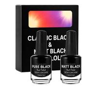 Nail Black, Gel Nail Color, Glossy Matte Finish Poli-sh, | Quick Dry Long Lasting Formula, 2 Piece Set, For Women Daily Spring Summer Holiday Birthday