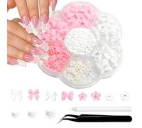 Nail Charms e Decorazioni 3D per Fiocco Unghie, Fiori e Perle Nail Art Design