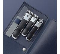 Nail Clippers Set 4 PCS with Rotating Leather Bag Trimmer Pedicure Care Tools Manicure Set,Deep Green (Black)