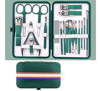 Nail Clippers Set with Folding Bag Manicure Kits Scissors Set Nail Cutter Set Stainless Steel Makeup Beauty Tool,Blue 19 PCS (Green 19 PCS)